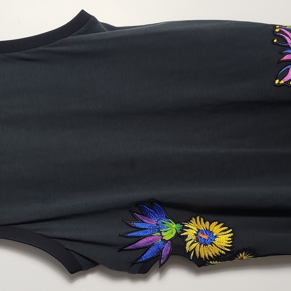 3.1 PHILLIP LIM Embroidered Floral Patch Tank with Cut Out Design Black Size XS - Picture 6 of 14